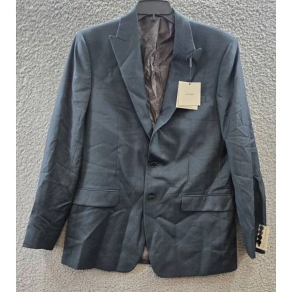 Calvin Klein Slim Fit Wool Blend Stretch Suit Separate Jacket Men's 44L Green